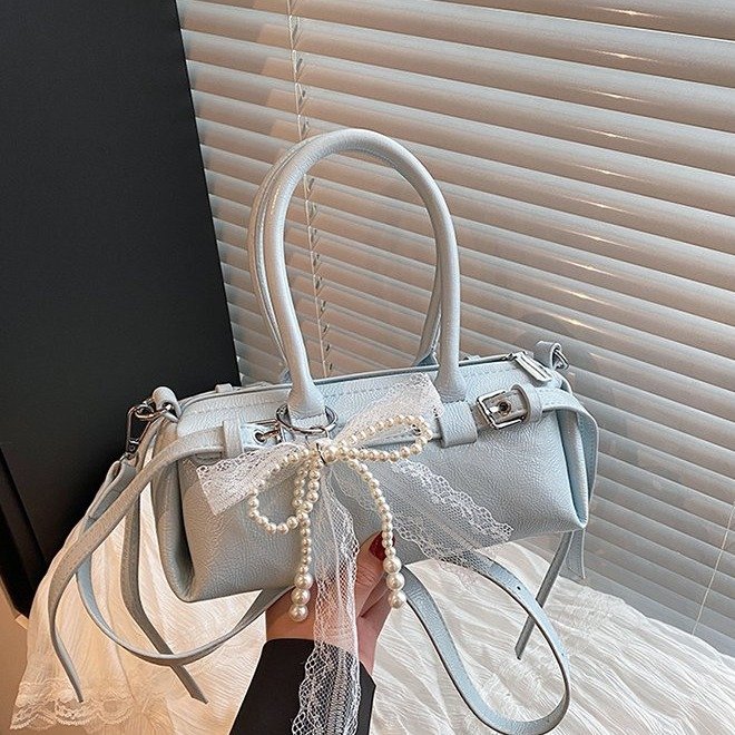 PU Moto Bag Single Shoulder Crossbody Handbag with Zipper and Patchwork