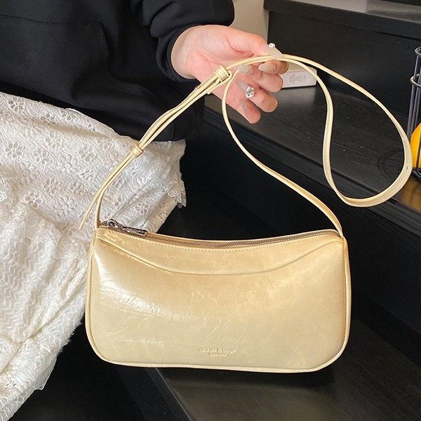 PU Shell Bag with Zipper Closure - One Size Shoulder Crossbody Handbag - Summer 2025