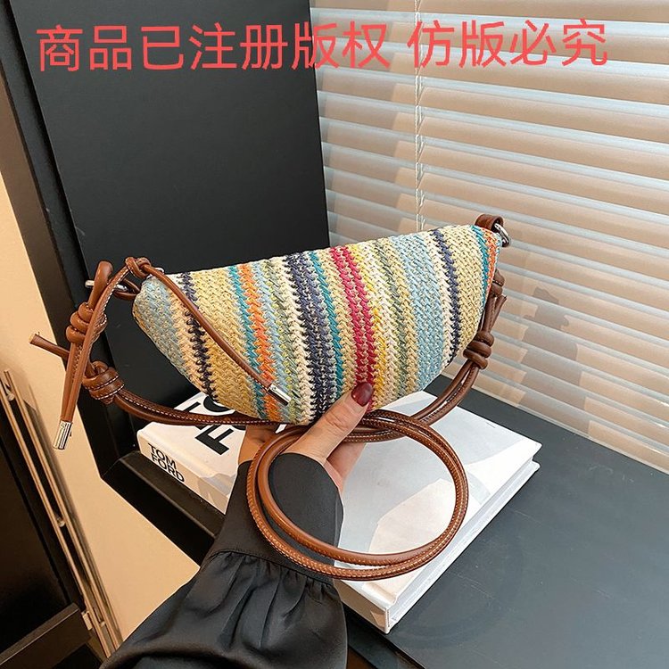 Fabric Crossbody Bag with Zipper and Stitching Detail