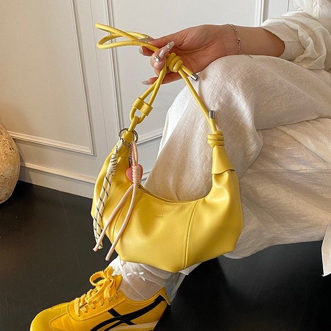 PU Dumpling Bag with Zipper Closure, One Size, with Pendant - Image 2