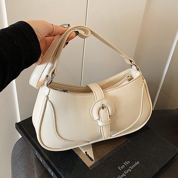 PU Crescent Shoulder Bag with Zipper Closure Summer 2025 One Size